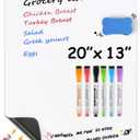 MaxGear 20'' X 13'' inch Magnetic Dry Erase Whiteboard for Refrigerator, Fridge Whiteboard Sheet for Kitchen Fridge Shopping List Notice Board with New Stain Resistant Technology (1 Eraser,6 Markers)