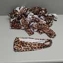 Newwiee 48 Pcs Spandex Chair Bands Animal Print Elastic Chair Sashes Bow Polyester Chair Cover Bands Ties Without Buckle for Animal Safari Jungle Theme Party Birthday Decor (Leopard Print)