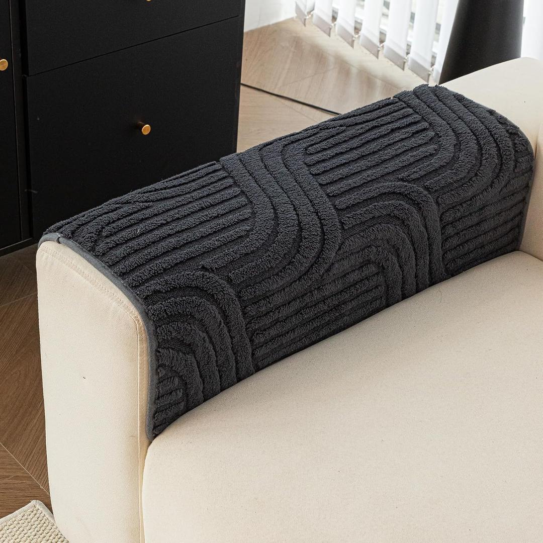 JPGGD Sofa Couch Cover, Non-Slip Sofa Covers Washable for Dogs, Sofa Slipcovers Pet Friendly, Pet Couch Covers for Sofa, Boho Couch Protector for Armrest and Backrest(1PC,Dark Grey,27.5"27.5")