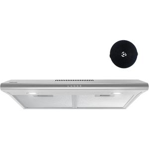 FIREGAS Under Cabinet Range Hood 30 inch, Ducted/Ductless Convertible Kitchen Hood Over Stove Vent, LED Light, 3 Speed Exhaust Fan, Reusable Aluminum Filters, Push Button, with Charcoal Filter