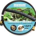 1/2" Soaker Hose for Garden Drip Hose Irrigation System with Solid Brass Fitting for Lawns Flower Beds & Vegetable Gardens (15FT)