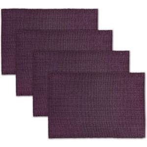 AVKA Studio 100% Cotton Ribbed Placemats - Set of 4-13 x 19 Inches - Dark Purple - Everyday Cloth Table Mats - Thick Construction, Washable & Reusable Cloth Place Mats