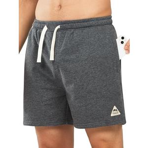 NORTHYARD Men's Sweat Shorts 5" with Pockets Cotton Drawstring Summer Workout Casual Lounge Shorts Smoke Heather M
