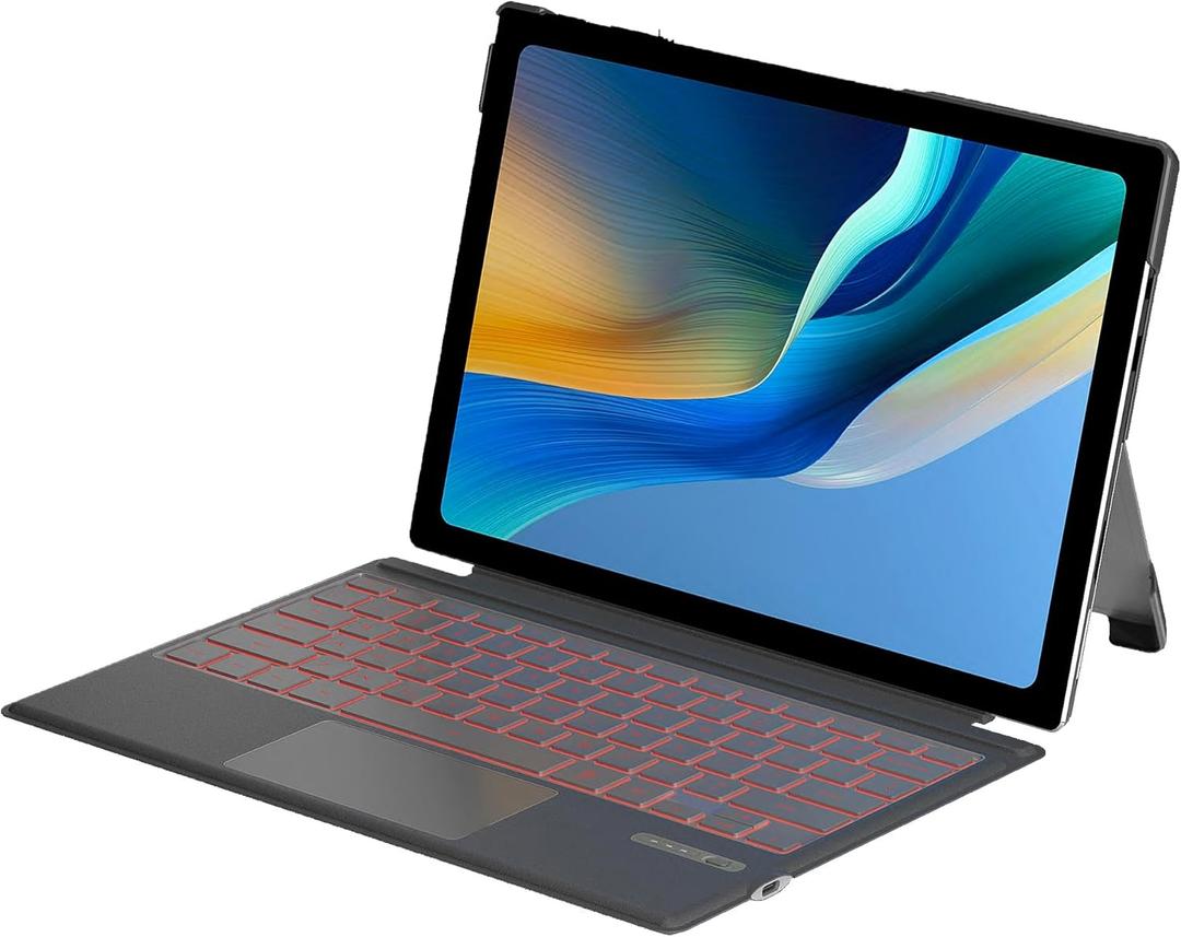 Surface Pro 7 Keyboard, Bluetooth Keyboard for Microsoft Surface Pro 7 Plus/ 7/6/ 5/4 /3, Multi-Gesture Touchpad, 7 Color Backlight, Magnetic Detachable (Grey)