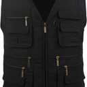 Men's Poplin Outdoors Travel Sports Multi-Pockets Work Fishing Vest (5X-Large, Black)