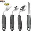 Weighted Adaptive Utensils, 4 Pcs Adaptive Utensils for Hand Tremors and Parkinsons Patients, 45Angled Weighted Silverware for Hand Tremors, Parkinsons Care Gift Pick (Left-Handed)