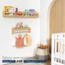 Harwaya Natural Wood Wall Bookshelf for Kids Bedroom Set of 3, 24 Inch Wooden Floating Nursery Book Shelves for Baby Boy Girl Room, Wall Mounted Toddler Book Shelf for Toy Organizers and Storage