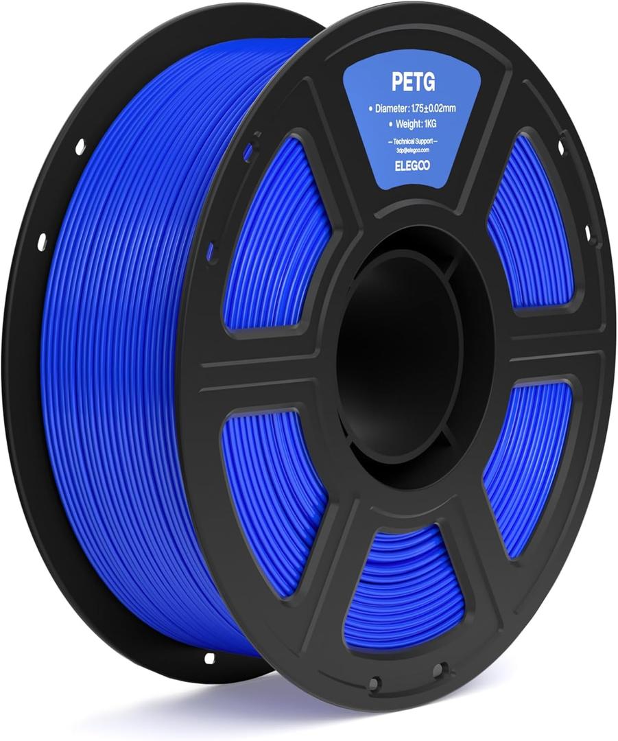 ELEGOO PETG Filament 1.75mm Blue 1KG, 3D Printer Filament Dimensional Accuracy +/- 0.02 mm, 1kg Spool(2.2lbs) Fits for Most FDM 3D Printers
