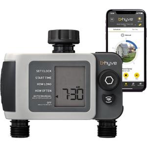 Orbit B-hyve XD 2-Port Smart Hose Watering Timer - Features Dual Outlet Irrigation Control - App Controlled Watering Timer with Bluetooth - Weatherproof Battery Powered - 24632