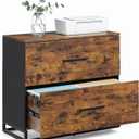 VASAGLE Lateral File Cabinet, Home Office Printer Stand, 2-Drawer Filing Cabinet, with Anti-tip Interlocking Mechanism, for A4, Letter-Size, Legal-Size Hanging Files, Rustic Brown and Ink Black