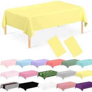 JCTHKUKU 6 Pack Yellow Tablecloth Disposable Baby Yellow Table Covers 54" x 108" Yellow Pastel Table Cloths for Parties Bridal Shower Engagement Wedding Birthday BBQ Picnic Indoors & Outdoors Party