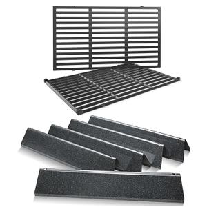 Spirit E310 Grill Parts Replacement Kit, 7636 Flavorizer Bars & 7638 Grates for Weber Spirit & Spirit II 300 Series E310 E320 E330 S310 S320 S330 (Front Control), 15.3" Heat Plates, 17.5" Grates