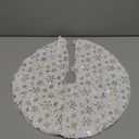 White Christmas Sequined Tree Skirt - 24" Fluffy Tree Skirt, Double Layers, Snowflake Pattern for Home Decoration & Xmas Luxury Ornaments (Rose Gold Snowflake)