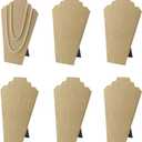 6pcs/ Pack 12.5inches Necklace Display Stands Easel Jewelry Organizer Stands for Show, Necklace Bust (Beige Linen 6pcs)