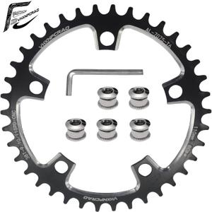 Bike Chainring, 110BCD Round Narrow Wide Chainring, 36-58T Single Bicycle Chain Ring for 8-12 Speed Road Bike (for 1 Chainring Bike) (Black)