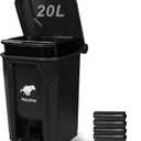Dog Poop Trash Can Outside, 20L/5Gallon Pedal and Removable Inner Waste Bin, Outdoor Dog Poop Trash Can with 100 Bags, Pet Waste Container for Garden, Black