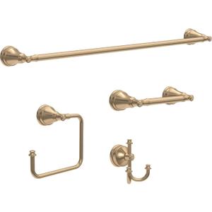 Delta Mylan (4-Pack) Bathroom Set Champagne Bronze 18" Towel Rack, Toilet Paper Holder, Hand Towel Holder, Towel Hook| Bathroom Accessory Set Towel Holder 4-Piece Hardware Set MYN64-CZ