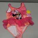 Disney Minnie Mouse Princess Girls UPF 50+ One Piece Bathing Suit for Toddler and Big Kids, 4, Pink