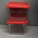 Cambro Food Storage Container with Lid (2 Pack) - Classic Series Square with Red Lid - 6 QT (Quart) - Commercial Grade for Food Prep (Clear)