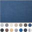 Placemats Set of 4 - Easy Clean Woven Vinyl Placemats for Dining Table, Indoor/Outdoor Place Mats, Washable PVC Table Mats（Navy Blue）