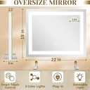 ROLOVE 22x20 Inch Lighted Vanity Mirror, 3-Mode Touch Dimming LED Lighting, Large Makeup Mirror for Dressing Room, Tabletop or Wall-Mounted, White