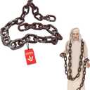 Morph Large Halloween Plastic Chains Jumbo 72 Inch Fake Rusty 6ft Plastic Linkable Decoration Prop Detachable Brown with Silver Large Chain Links Costume Accessory