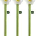 3 Pcs Borosilicate Color Transparent Glass Spoons,Cute Flower Long Handle Spoons for Ice Cream Dessert Coffee Stirring (White Sunflower Spoon)
