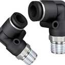 PNEUMATIC Male Elbow 1/4 Inch Tube OD x 1/4 Inch NPT Thread 90 Push to Connect Fittings PL-1/4-1/4 (Pack of 10)