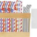 2 x Reusable Straw Dispenser Organizer, Straw Holder with Double Sided Adhesive Tape Tumbler | Adhesive No Drill Installation | Eco-Friendly Kitchen Cabinet Organizer