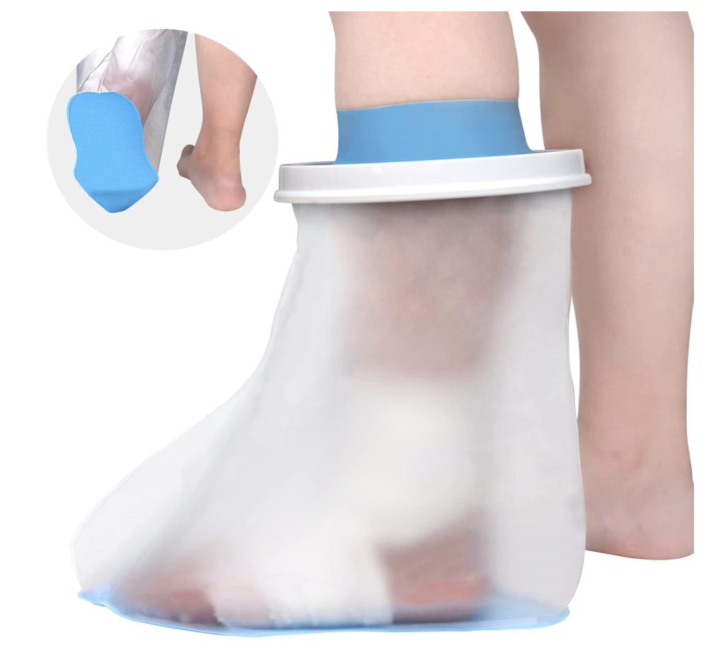 Foot Cast Shower Cover with Non-Slip Bottom, Cast Cover for Foot, Waterproof Cover for Shower After Surgery, Soft Comfortable Ankle Cast Cover for Showering
