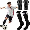 TAGVO Soccer Shin Guards and Socks for Toddler Kids Youth, Lightweight Soccer Shin Pads Protective Defender Gear for 3-5, 5-10, 10-15 Years Old Children Teen Boys Girls Sports Game, Large