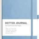 RETTACY Dotted Journal Notebook, 192 Pages, A5 Medium Size (5.7'' x 8.3''), Leather Hardcover, 100 GSM Thick Paper, for Bullet Journaling, Planning, Tracking (Light Blue)