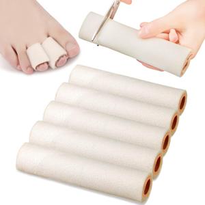 Tondiamo 6 Pieces Foam Toe Protector Sleeves Foam Bandages Tube Toe Cushion for Feet, Bunion, Hammer, Callus Corn, Bliste, Pain Relief(Medium,Beige)