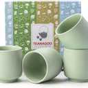 TEANAGOO Japanese Tea Cups, Chinese Tea Cup, 7.2Oz / 205 Ml, Ceramic Tea Cups for Adults, Ceramic Cups no Handles, Japanese Cups, Matcha Cup, Lt.Green, 4 Pcs/Box, H8 (4 Count (Pack of 1))