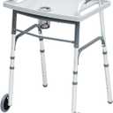 HEALTHLINE Folding Walker with 5" Front Wheels  Adjustable Height for Short, Standard, and Tall Adults  Includes Rear Glides, Optional Removable Tray (Check Package Contents Before Purchase)