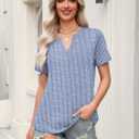 Zeagoo Womens Tops Short Sleeve V Neck Tee Shirts Cute Dressy Casual Clothing Business Work Blouse (Blue, XXL)