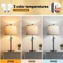 PARTPHONER Bedside Table Lamps Set of 2, Tall Black Table Lamps for Living Room, Height Adjustable Nightstand Lamps for Bedroom, Modern Lamps with Pull Chain for End Table Office(LED Bulbs Included)