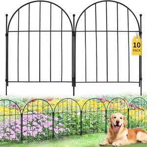 10PACK Garden Fence,11FT(L) x17inch(H) Metal No Dig Fence Animal Barrier Fence,Heavy Duty Rustproof Arched Flower Bed Edging Ornamental Wire Border Panel,Decorative Fence for Yard Patio Outdoor Decor