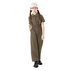 PATPAT Jumpsuits for Girls, Trousers Girls Wide Leg Trousers, Clothing for Children Teenagers, Good Fabric, Schools/Parks/Outdoor, Dress School Girls Gift First Day at School, Size 11/12Y, Army Green