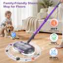 Scrubbing Steam Mop with Rotating Pads,All-in-One Spin Steam Cleaner for Floor Cleaning,Large Tank,23FT Cord, LED Headlights,Reusable Pads & Self-Standing,Safe for Hard Floor/Laminate/Marble (Violet)