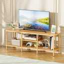 Amazer Bamboo TV Stand for 60 65 Inch TV, Entertainment Center with 3 Tier Open Storage Shelf, Wood TV Table for Living Room, Bedroom, 59 x 15.75 x 22.4 inches