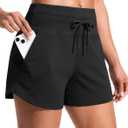 Soothfeel Women's Athletic Running Shorts with Pockets 3.5" Quick Dry High Waisted Workout Active Gym Shorts for Women (Black, M)