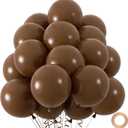 50pcs Brown Balloons, 12inch Dark Brown Latex Neutral Balloons for Birthday Party BOHO Wedding Bear Baby Shower Decoration (With Ribbon & Glue)