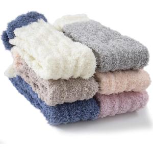 TEHOOK Warm & Cozy Gifts for Women, Stocking Stuufers, Fluffy Fuzzy Plush Sleeping Slipper Socks - Soft Warm Fabric (One Size, Multi-color)