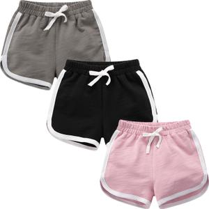 3 Pack Little Big Girls Running Athletic Cotton Shorts Toddler Kids Workout Dance Dolphin Short (S)