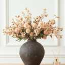 Beige Silk Flower Arrangements For Home Decor, Large Floral Centerpieces For Tables, Fake Mums + Eucalyptus + Wild Flowers in Bulk, Long Stem Artificial Flowers Coffee Dining Table, Faux Mums Flowers (Beige Wax+kiku)