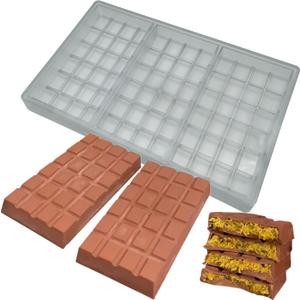 Goldbaking Polycarbonate Deep Chocolate Bar Mold Energy Protin Bar DIY Tool Filling Chocolate Snakes Maker Deeper Chooclate Covered Cookie Mould For Filled Chocolate Candy Making