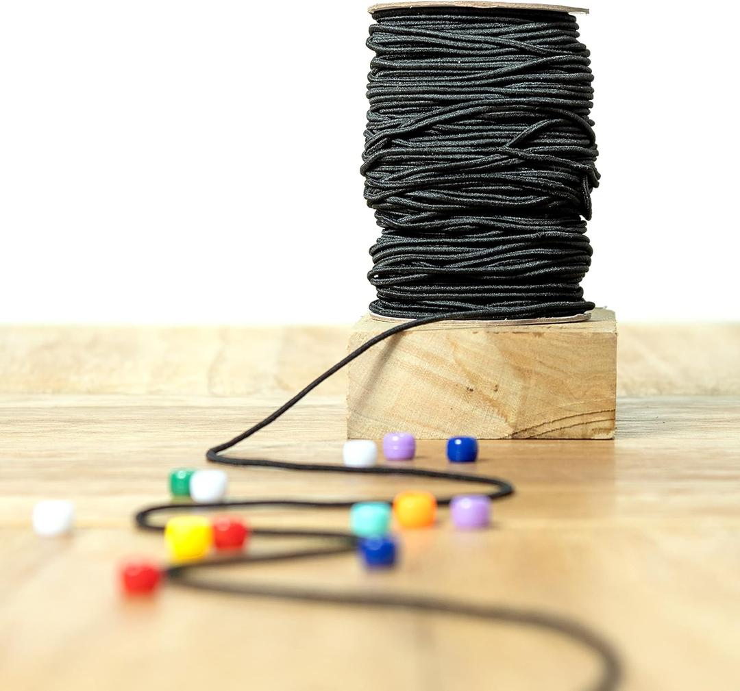 3 x Luxury Jewelry Craft, 2mm Elastic Cord for Bracelets Necklaces, 72+ Yds Black Elastic String Stretchy Cord for Jewelry Making Beading - Round Stretch String for Sewing Crafting