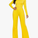 SEMATOMALA Women's Bodycon Long Sleeve Wide Leg Back Zip Up One Piece Black Long Romper Sexy Club Jumpsuit Overalls, M/L