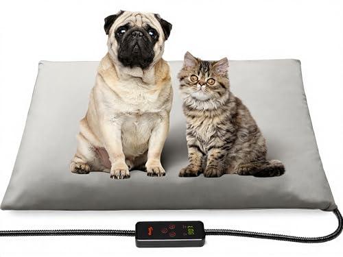 Toozey Medium Pet Heating Pad, 28x20 in, 6 Temp Settings, Timer, Waterproof, Chew-Resistant Cord, for Dogs and Cats